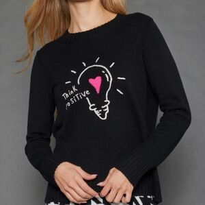 Lisa Todd Think Positive Sweater Wool Blend Black Lightbulb Size XS